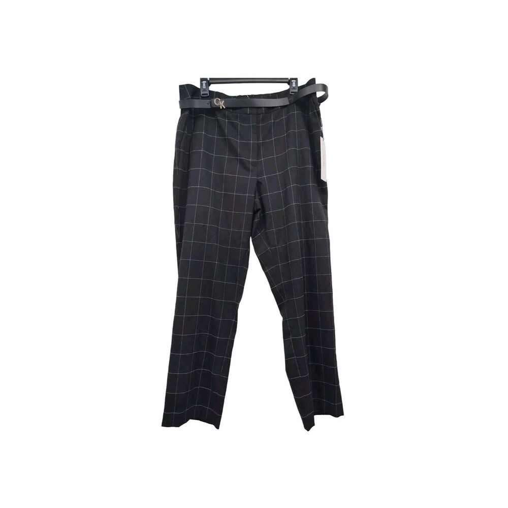 Calvin Klein Women's Black Straight Suit Pants Size 16 Black New